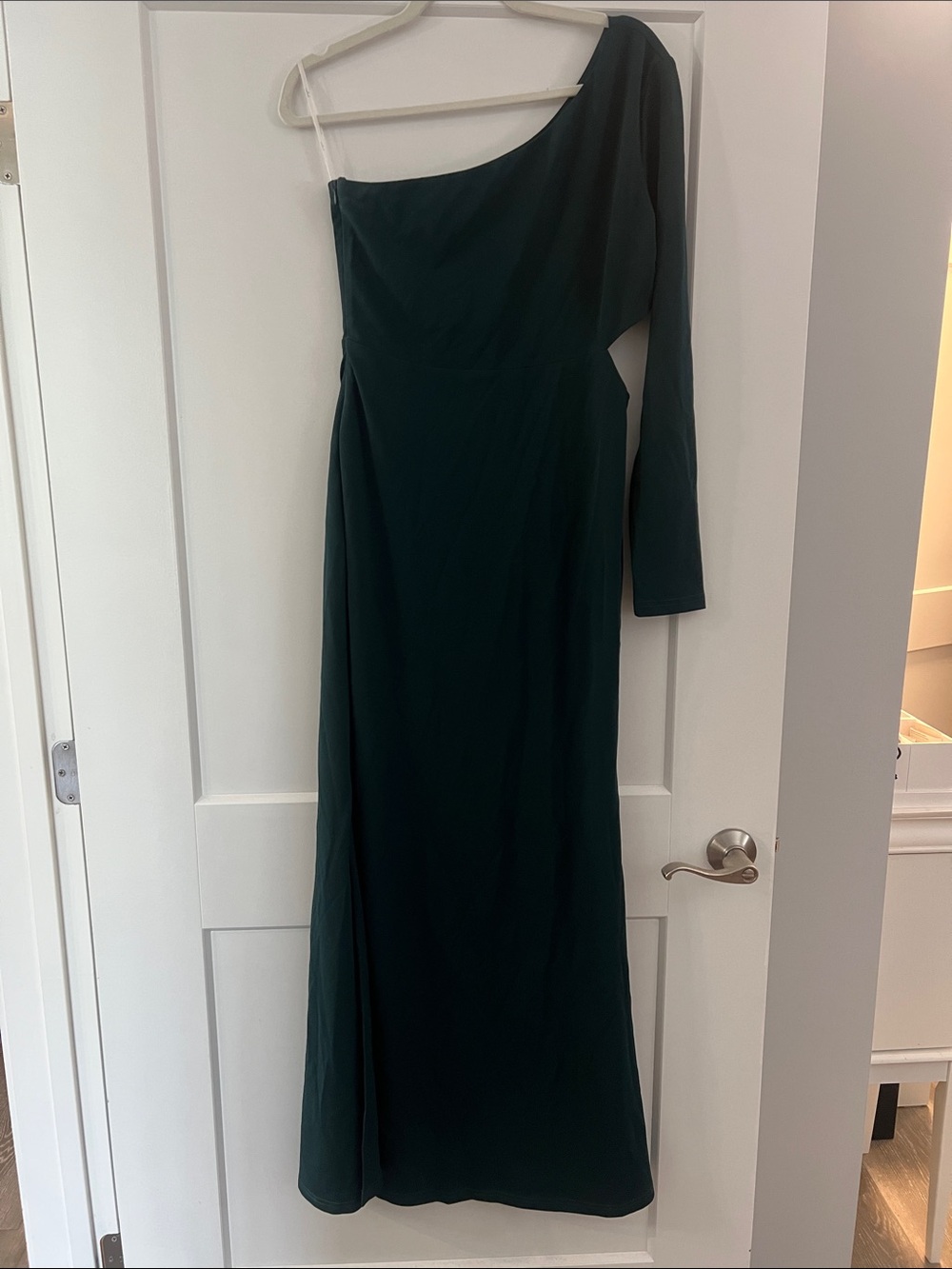 Lulu's One-Shoulder Forest Green Maxi Dress